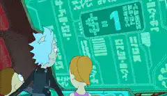 Rick and Morty looking at a screen