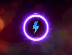 Glowing purple lightning bolt icon
