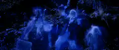 Ghostly figures in blue mist
