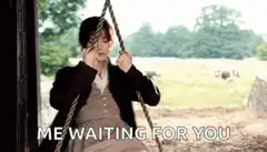 Bridgerton woman on swing waiting