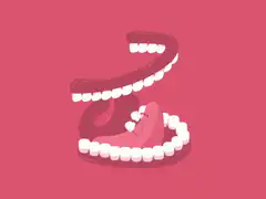 Cute cartoon mouth with tongue and teeth