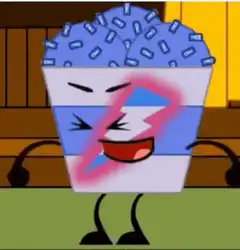 Cartoon popcorn character laughing