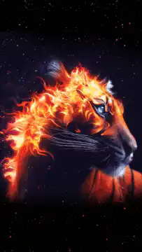 Tiger head made of fire