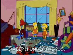 Bart and Lisa sweep mess under rug