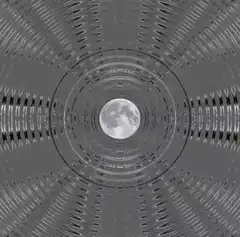 Moon in a kaleidoscope tunnel