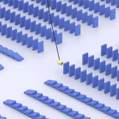 pendulum hits dominoes