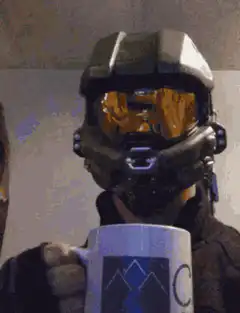Master Chief drinking from a mug