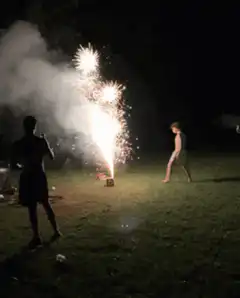 Boy gets hit by fireworks