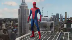 Spider-Man standing on rooftop