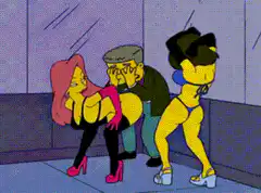 Professor Frink with two dancers