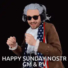 Benjamin Franklin dancing with headphones