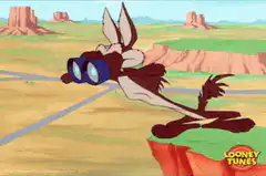 Wile E. Coyote looking through binoculars