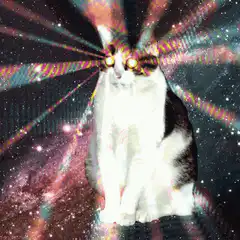 Glowing Eye Cat in Space