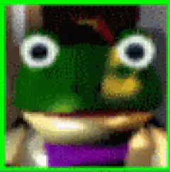pixel art frog with big eyes