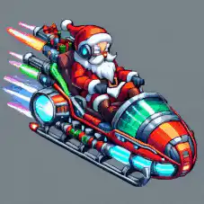 Santa Claus in a futuristic jet sled
