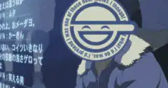 Anime character with rotating watermark