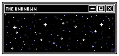 Pixel art window showing space with stars