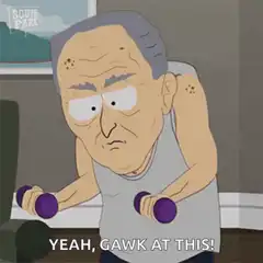Old man lifting weights South Park