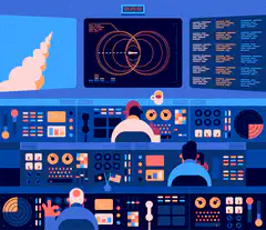 space mission control room illustration