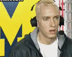 Eminem sweating and looking nervous