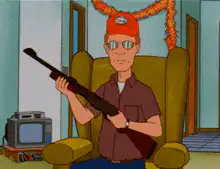 Homer Simpson holding a shotgun