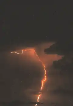 lightning strike over water