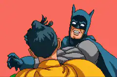 Batman slaps Robin pixel art
