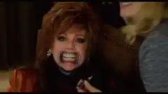 Jane Fonda screaming with fake teeth