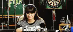 Rachel throwing papers I'm done