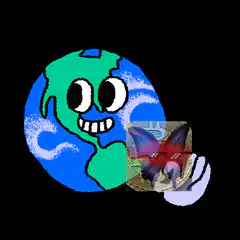 Earth holding a butterfly on a coin
