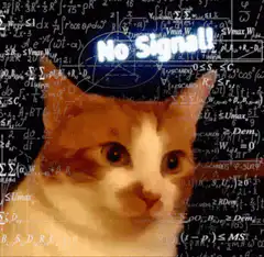 Confused cat with math equations and no signal