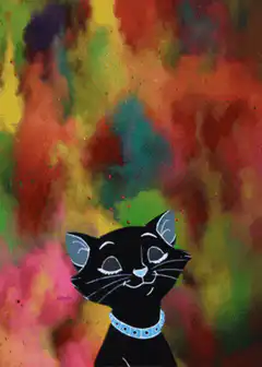 Psychedelic cat with shifting background