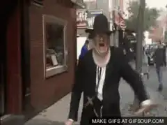 Man in neck brace falls over