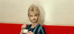 Chad holding a teacup