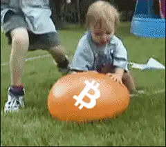 Toddler pops Bitcoin balloon