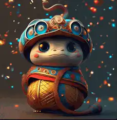Cute turtle spirit with glowing particles