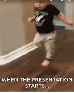 Toddler dancing when presentation starts