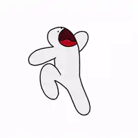 Two blob characters hugging