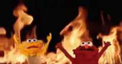 Elmo and Slenderman in the fire