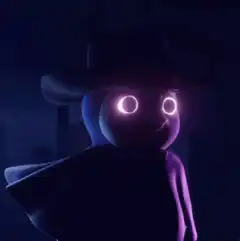 Glowing eyes penguin in hat