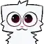 white cat blinks and smiles