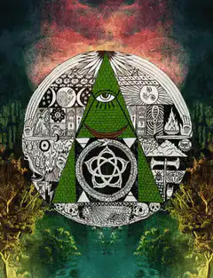 All-seeing eye triangle with changing background