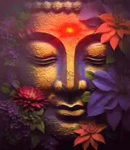 Glowing third eye Buddha face