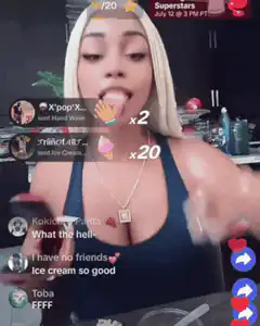 Woman eating ice cream on TikTok Live