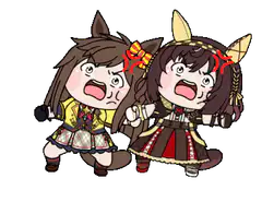 Two horse girls screaming in panic