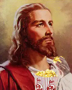 Jesus eating popcorn