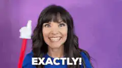 Woman holding thumbs up sign saying exactly