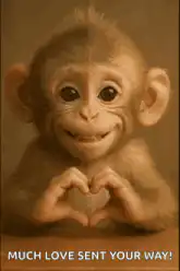 Monkey making heart hands
