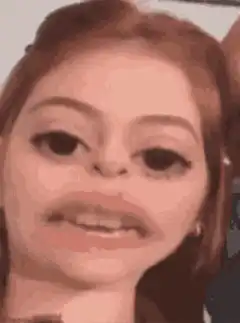 Girl with giant smile filter