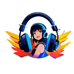 Anime girl with headphones and wings